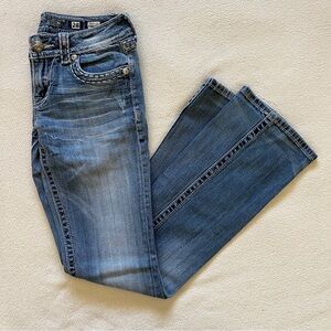 Miss Me JE1048BL Boot Cut Jeans Women’s Low Rise Western Denim Cowgirl Bling 28